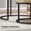Homcom HOMCOM 2 Pcs Stacking Coffee Table Set with Steel Frame, Natural 6