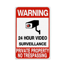 You're on Camera Sign, 24hour video surveillance, iron, 30.5 x 20.3 cm, red