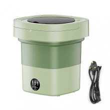 (UK Plug, Green) 11L Foldable Washing Machine with Spin Dryer, Blue Light Sterilization Laundry Washer Machine for Underwear Baby Clothes