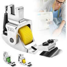 (Yellow) Versatile Adjustable Rolled Hemmer Presser Foot, Rolled Hem Presser Foot, Invisible Zipper Guide Hem Foot, Adjustable Durable Steadilty Sewing Machine