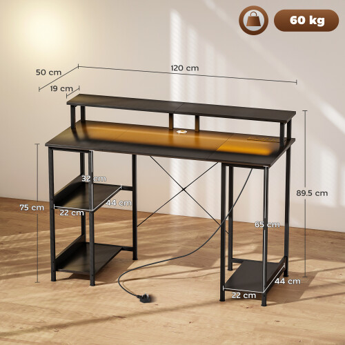 Homcom HOMCOM Computer Desk Reversible Home Office Desk with Storage Grey 2
