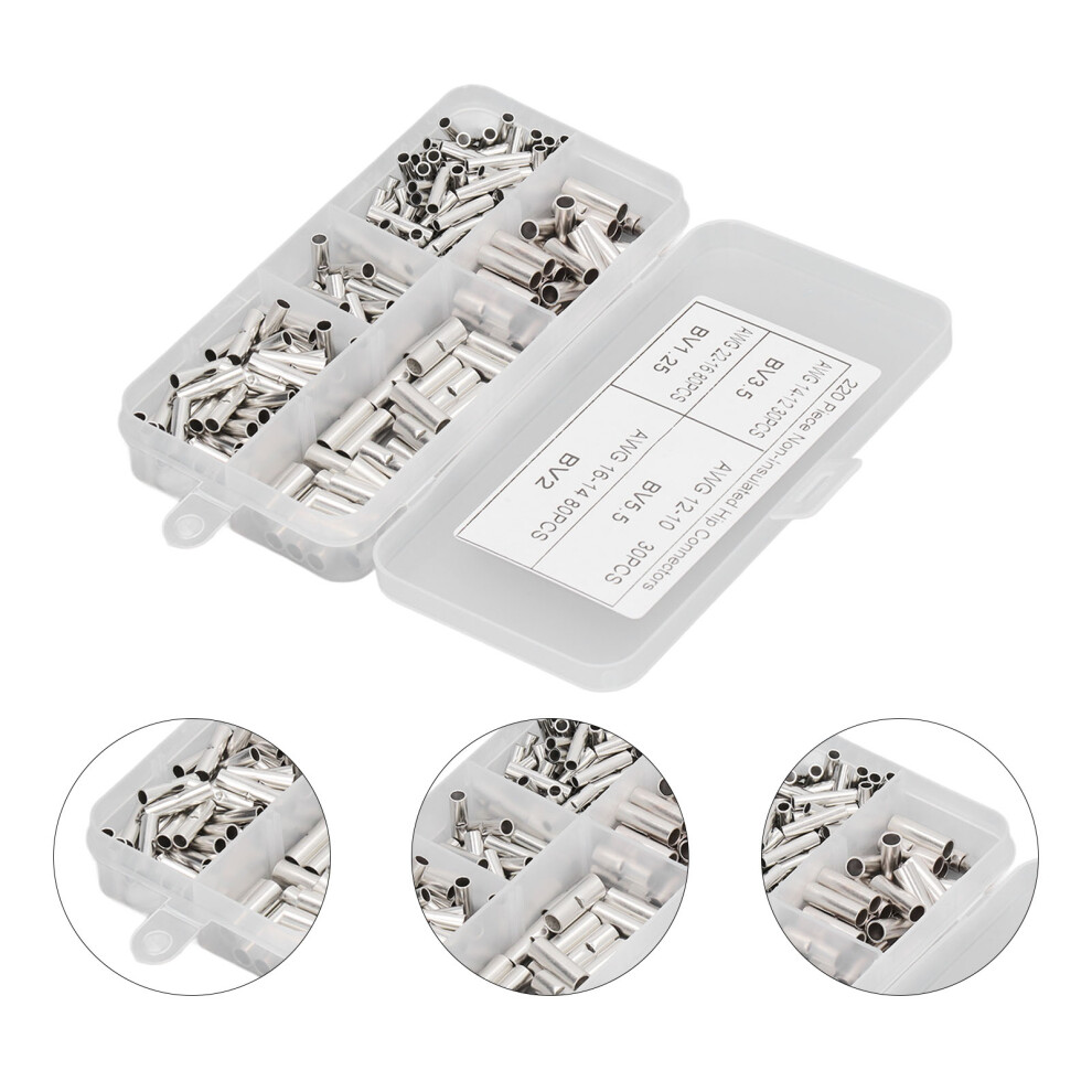 220Pcs Copper Non Insulated Butt Connectors For Automotive Appliances 4651329228604