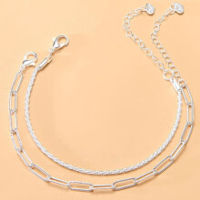 (silver) Sparkling Gypsophila Bracelet Two-piece Women's Cold Wind Advanced Niche Design Stacked Double Bracelet Jewelry