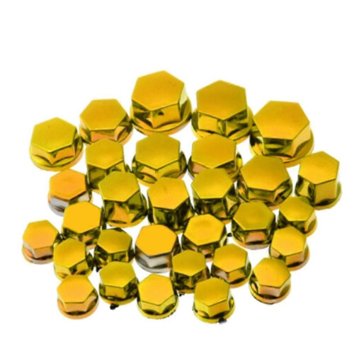(Gold)30Pcs Motorcycle Screw Decorative Cover Screw Nut Cap Screw Plastic Protector
