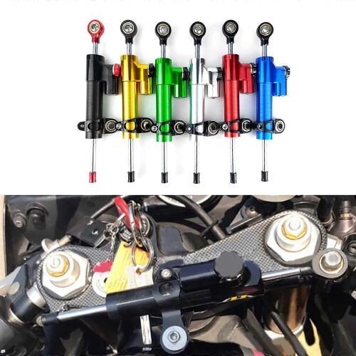 (Red)Steering Damper Motorcycle Universal Retrofits Adjustable Stabilizer Aluminum Motocross Steering 1