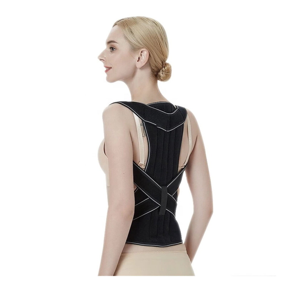 Black Posture Correction Adjustable Back Orthosis Support Belt (, Large)