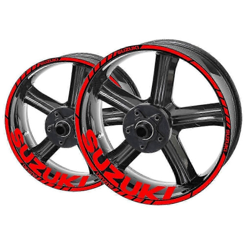 Adesivi Per Cerchioni Moto Suzuki - Set Completo Per 2 Ruote, Bianco, Adesivi Riposizionabili, Resistenti All'acqua