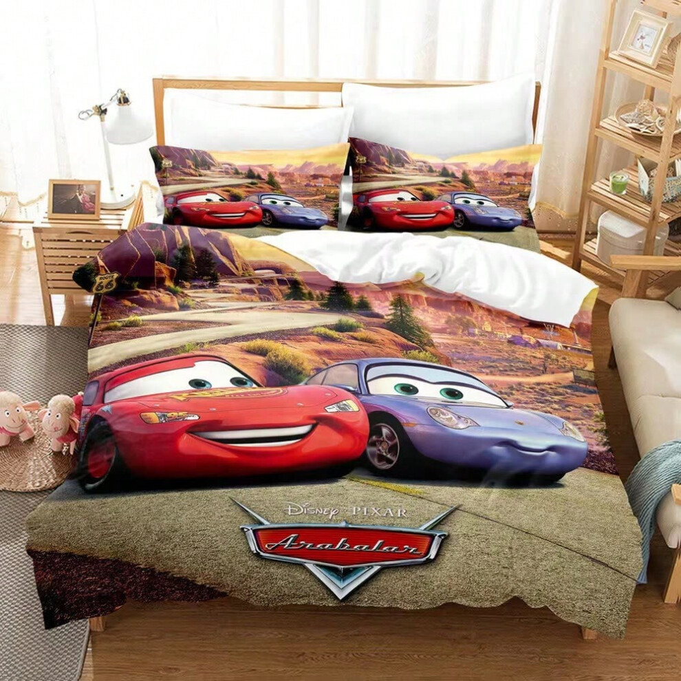 (JH18, 200*200 three-piece set) Three-piece cartoon Cars quilt cover bedding set-image-OPC-PJ68VCT-NEW