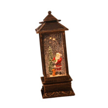 (10.5cmx10.5cmx27cm, Santa with Tree) Christmas Snow Globe Lantern Ornament for Table Centerpiece Counter Tabletop Santa with Stick