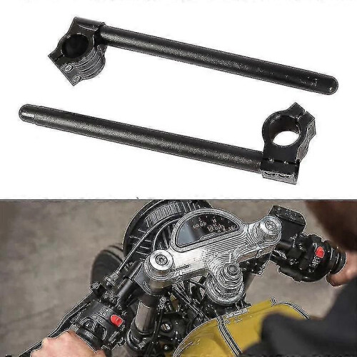 (50mm Black)Motorcycle Handlebars 22mm Handlebar Clip-ons Fork Handle Bars Clip Ons For Universal Cafe 1