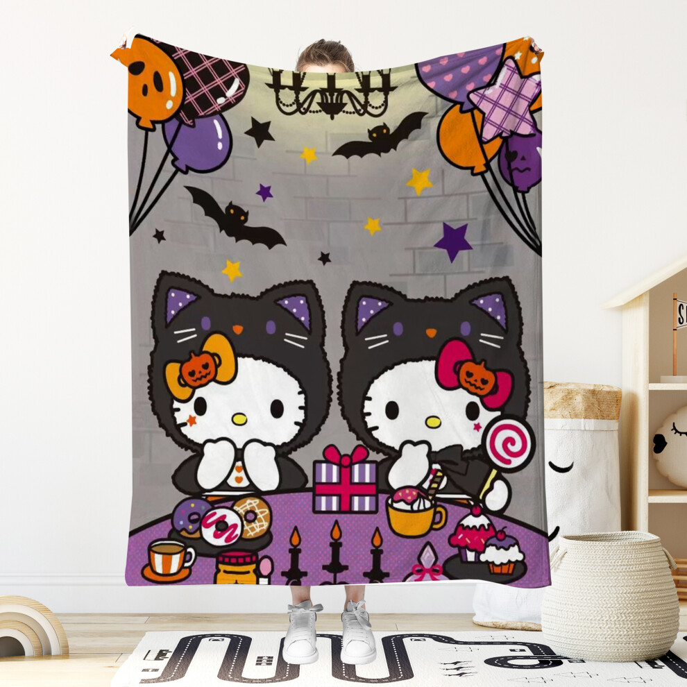 (mtâklm09, 100*150cm) Flannel Halloween Blanket Kuromi Children's Cartoon Cover Blanket Nap Blanket-image-OPC-PJ69F7R-NEW
