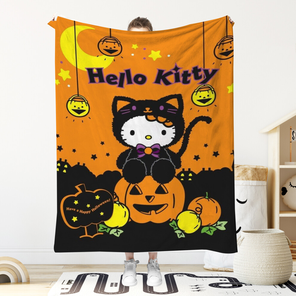 (mtâklm18, 100*150cm) Flannel Halloween Blanket Kuromi Children's Cartoon Cover Blanket Nap Blanket-image-OPC-PJ69F9S-NEW