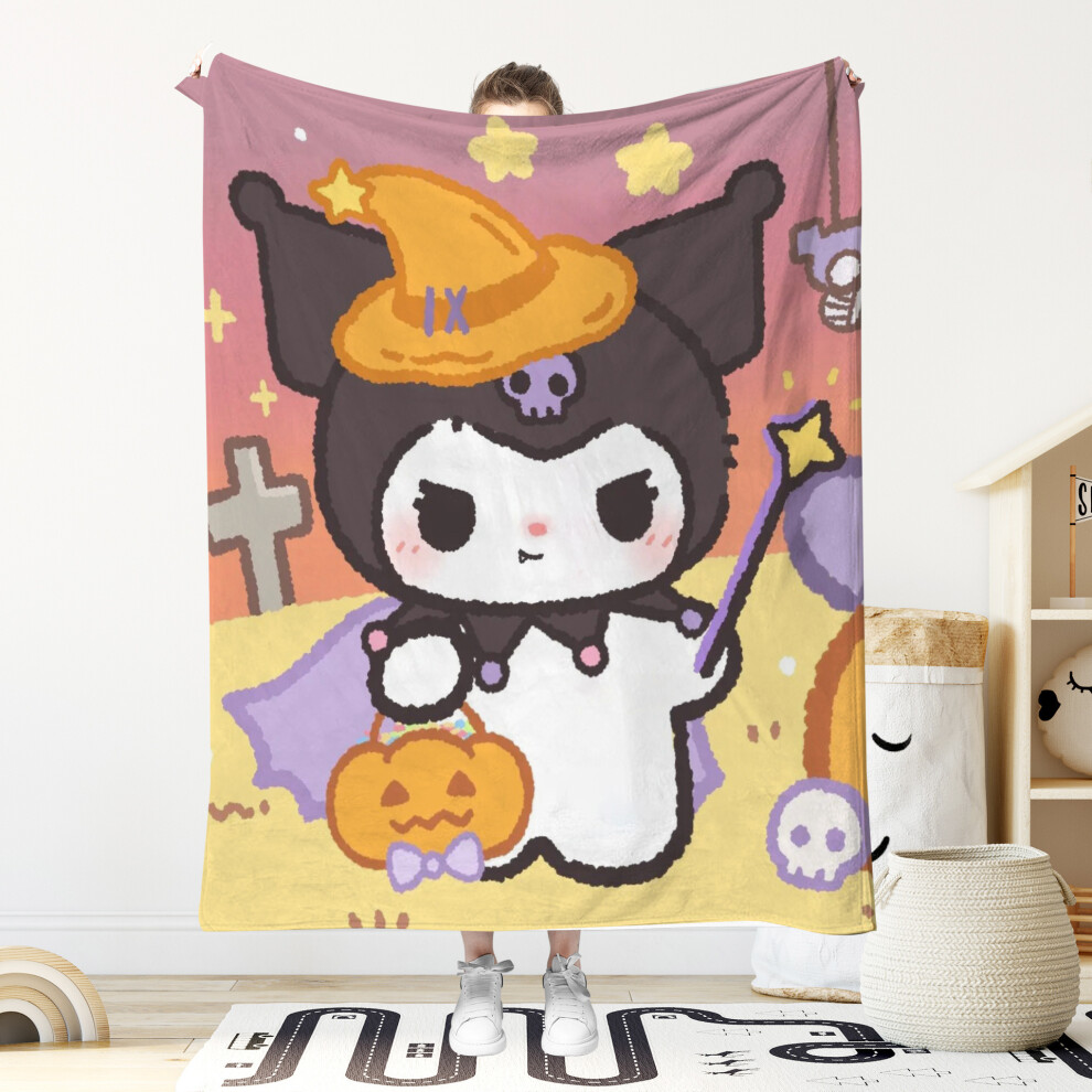 (mtâklm16, 130*150cm) Flannel Halloween Blanket Kuromi Children's Cartoon Cover Blanket Nap Blanket-image-OPC-PJ69FBJ-NEW