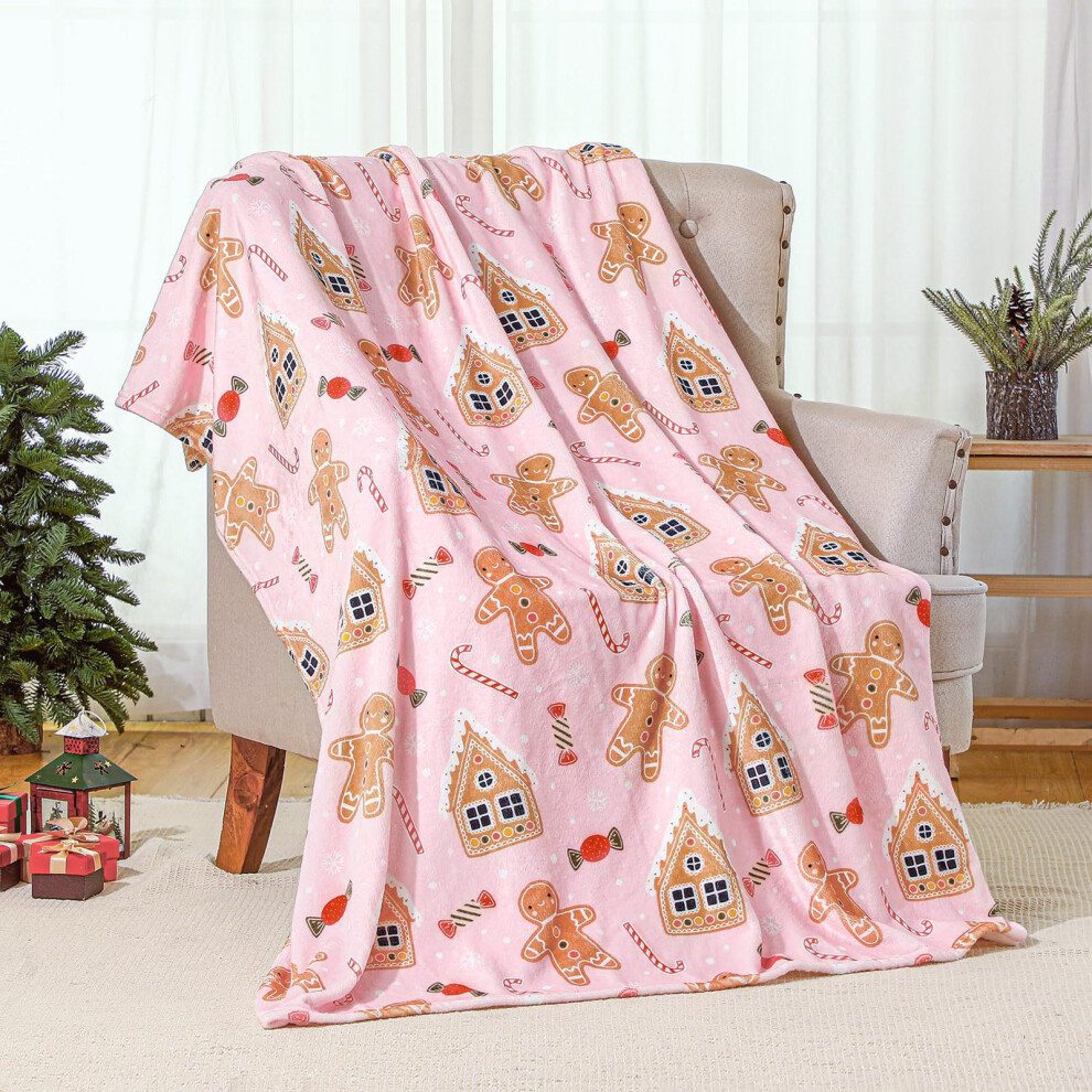 (12, 180x200cm) Christmas Gingerbread Man Blanket Christmas Tree Snowflake Candy Cane Flannel Blanket-image-OPC-PJ69GC2-NEW