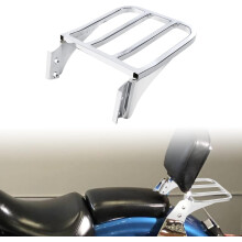 (Chrome) Bar Backrest Detachable Luggage Rack Rear Carrier Fit for Harley Heritage Softail Sportster Dyna 2006-Later FXD FXDB FXDL Black