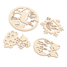 Wood Cutouts Boxwood DIY Making Retro Holiday Theme Christmas Tree Hanging Ornament for Home Decoration