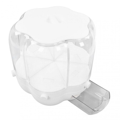 Rice Dispenser Box Container 6 Compartments Rotating Large Capacity for Home Kitchen White 6.5kg / 14.33lb