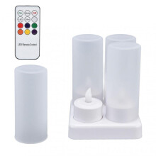 Rechargeable LED Flickering Flameless Candles Colorful Tea Light with Remote Control and Charging Base for Parties 100‑240VAU Plug