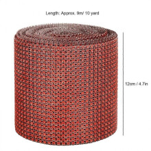 9m Red Electroplating Rhinestone Ribbon Mesh, 24 Rows, 12cm Wide