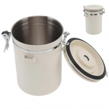 Airtight Coffee Canister 304 Stainless Steel Valve with Scoop for Ground Coffee Tea Food Storage Containers Large 1.8L