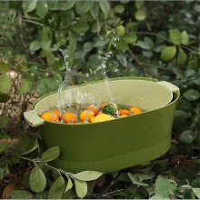 Drain Colander Double Layer Detachable Increased Deepened Capacity Plastic Colander Strainer Set for Kitchen Green Large
