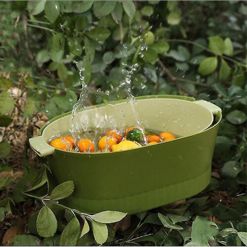 Drain Colander Double Layer Detachable Increased Deepened Capacity Plastic Colander Strainer Set for Kitchen Green Large