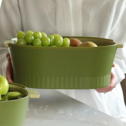Drain Colander Double Layer Detachable Increased Deepened Capacity Plastic Colander Strainer Set for Kitchen Green Large 1