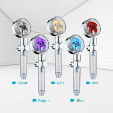 Handheld Shower Head with Turbo Fan ON/Off Pause Switch High Pressure G1/2 Rotating Shower Head Replacement with 1.5m Hose Bracket Cotton Filter