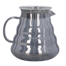 Glass Coffee Server Electroplated Grey Striped Glass Coffee Carafe Coffee Pot Manual Drip Pot Filter 700ml 8.4 X 14cm