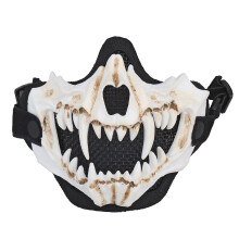 Tactical Half Mask, Breathable Airsoft Steel Skull Protective Mask for Shooting, Cs, Paintball, Hunting, Halloween, Costume Party/White