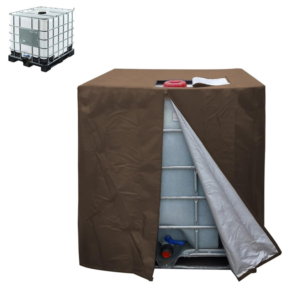 Ibc Tank Cover, 210D Tarp, Water And Dustproof Cover For 1000L Ibc Container (120X100x116cm, Brown) 6493810396441