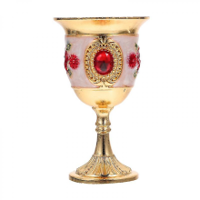 Verre à vin en alliage de zinc avec incrustation de pierres précieuses, verre blanc sculpté, verre à pied pour la maison, le bar ou les fêtes