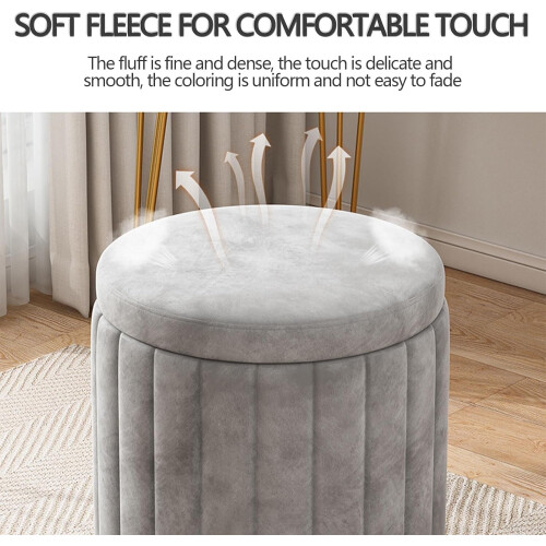 Modern Round Velvet Ottoman with Removable Lid, Yellow 1