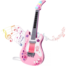 Kindergitarre, Musikspielzeug, Elektrische rosa Gitarre mit Riemen, Geeignet für 3 4 5 Jahre alte Mädchen Geschenke