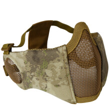 Tactical Half Face Mask Mesh with Ear Protection Airsoft Underprotection for CS Paintball Bbs Shooting/At