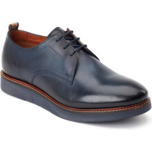 (Blue, 7 (Adults')) Base London Roly Leather Men's Navy Lace-Up Shoes