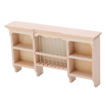 1/12 Estante para casa de muñecas en miniatura de montaje en la pared Gabinete de almacenamiento de madera pintado a mano