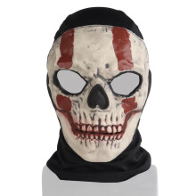 Tactical paintball mask, fullface mask with skull, headgear for Halloween, cosplay, hunting, CS, war games, Erade, costume party/redblack/onesize