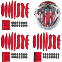 (Red) 3 Sets Bike Helmet Padding Kit, Universal Bicycle Replacement Foam Pads Padding Set, Helmet Cushions Mats For Bike Cycling Motorcycle Helmet