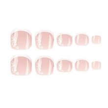 French Tip Full Cover Toenails Artificial Toenails Short Toe Nailss for Women