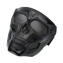 Tactical Adjustable Skull Full Face Mask for Airsoft Paintball Cosplay Costume Party Hockey Halloween Black Grey 18 x 19 cm
