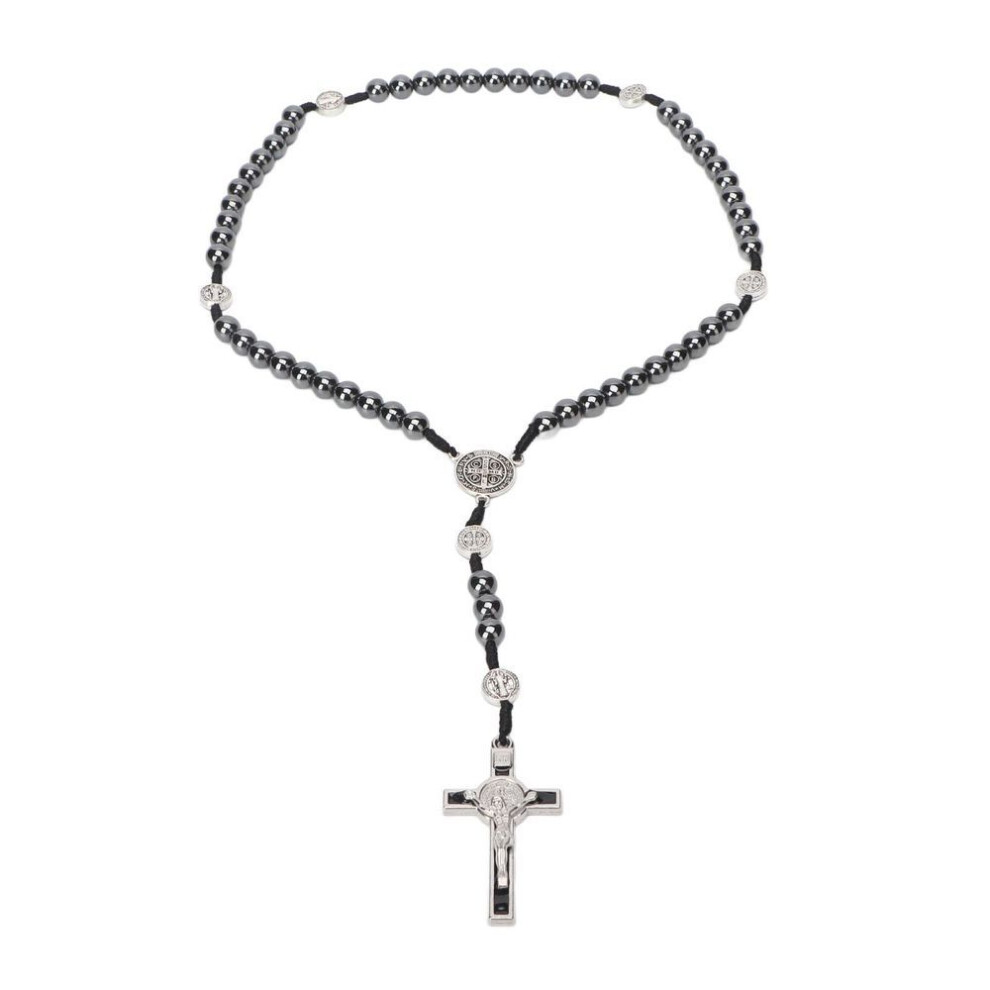 Rosary Necklace Obsidian Crucifix Pendant Catholic Beads Rosary Necklace For Praying Gifts