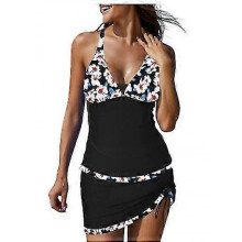 (M, COLOR13) Women Sexy Tankini Swimsuits With Skirt 2 Piece Swimwear Color Block Bathing Suits