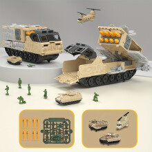 (Tank) DIY Tank Playset for Kids | Vehicle Toys with Missile Launcher, Mini Tanks, Helicopter Figures, Construction Stacking & Sorting Toy for Boys & Girls