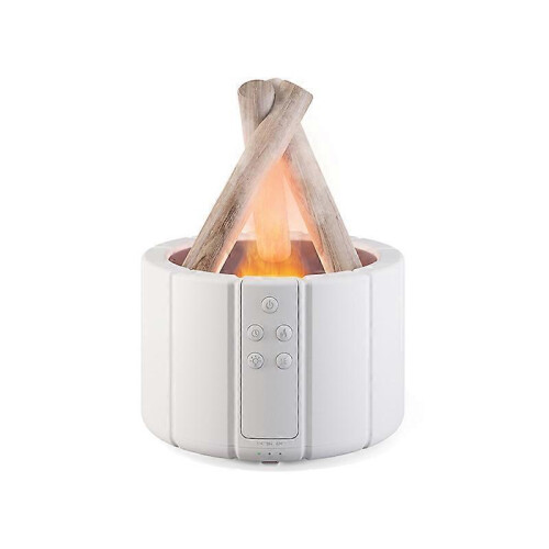 (White) Essential Oil Diffuser Flame Humidifier Aromatherapy Diffuser Campfire Office Use (Essential Oil Not Included)