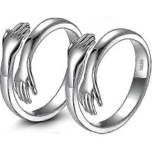 2pcs Hug Ring,925 Sterling Silver Hug Rings for Women Men Girls Love Hugging Open Promise Ring