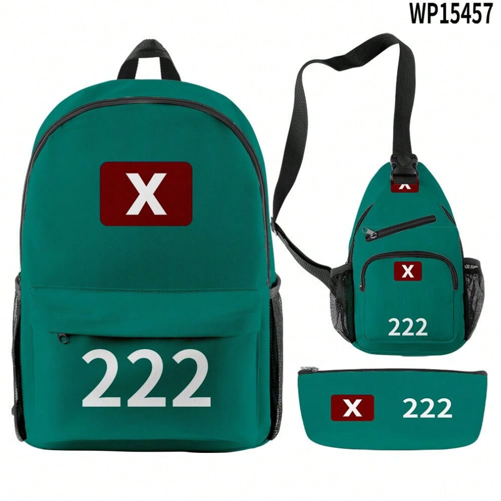 (1, pencil case) 3D New Arrival Bugle Fish Backpack Crossbody Bag Pencil Case Print Three-Piece Set-image-OPC-PJ6BX5J-NEW