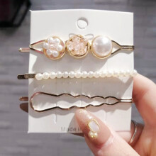 Pinza para el pelo de perlas de aleación blanca - Delicada Exquisita