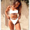 (L, wine red) Hot selling new solid color backless bikini sexy split swimsuit 4