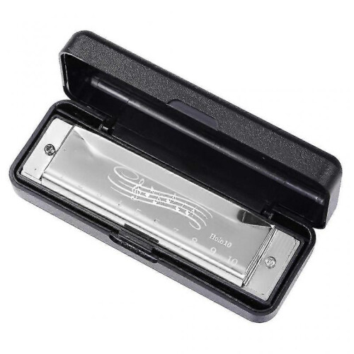 (Silver) Harmonica 10 Hole 20 Tones Chromatic Mouth Organ Harmonica Chromatic Harmonica